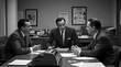 © Unslux - business people meeting colleagues teamwork of early days, old times working place in the 1960s.