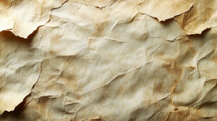 Leinwandbilder - A close-up view of crumpled vintage paper displaying intricate wrinkles and creases, ideal for use in artistic, crafting, or design projects.