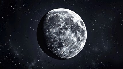Wall Mural - moon in the night sky with visible craters and stars. astronomy and space exploration concept for sc