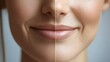 © Alpha - Transformation of a woman's mouth area with Botox, showing deep expression lines before and the smooth, wrinkle-free skin after