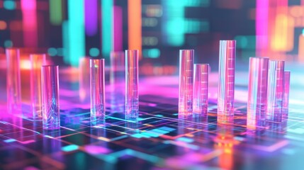 Poster - Vibrant Abstract Digital Financial Data Visualization