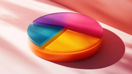 Poster - Colorful pie chart on soft pastel background