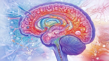 Poster - Vibrant Abstract Brain Illustration