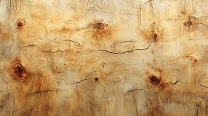 Fototapete - The wooden surface features prominent knots and detailed grain patterns, highlighting the natural beauty and warmth of the material, ideal for design inspiration.