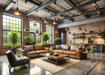 Capture a stylish industrial living room