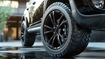 Black SUV Wheel Close-Up