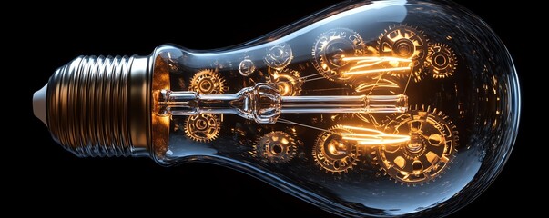Leinwandbilder - Modern light bulb design featuring gears and cogs, capturing the essence of innovation and the interplay between creative ideas and technology