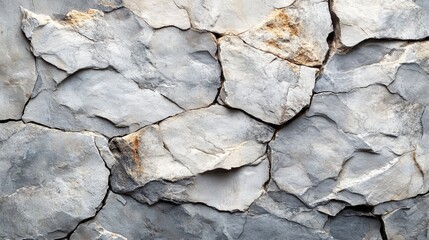 Aufkleber - The surface features a collection of jagged gray stones, each with distinct shapes and textures, arranged closely together, showcasing their natural rugged beauty.