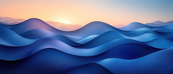 Aufkleber - Abstract Blue Mountain Range with a Sunlit Sky
