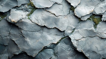 Aufkleber - The textured surface features grey stones with visible cracking and patches of moss, showcasing intricate patterns and natural beauty in a well-lit setting.