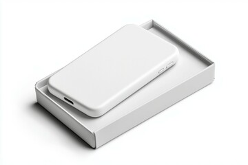 Sticker - A white cell phone is sitting on top of a white box