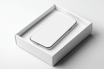 Sticker - A white phone is sitting in a white box