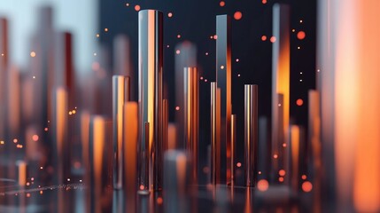Poster - Abstract geometric shapes in vibrant orange and black colors
