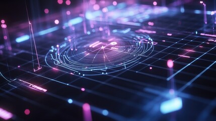 Poster - Abstract Digital Technology Background in Neon Colors