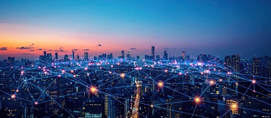 Poster - A Nighttime Skyline with a Network of Interconnected Lines