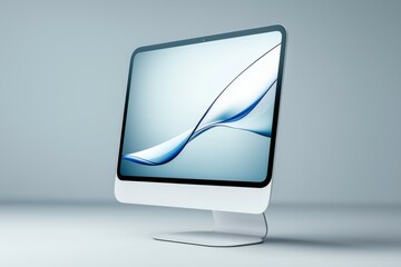 Sticker - A computer monitor with a blue wave on the screen