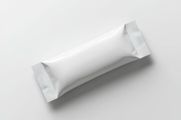 Sticker - A white plastic wrapper with a white label on it