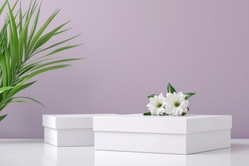 Sticker - Two white boxes with a green leaf in the middle