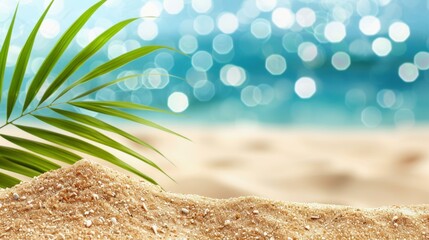 Poster - Soft sand and swaying palms create a dreamy tropical beach, inviting you to unwind and soak up the summer vibes.