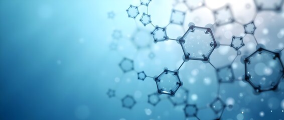 hexagonal, medical science blue banner, abstract geometric background