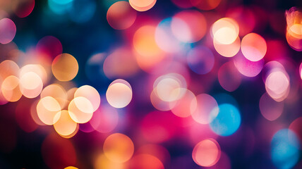 Colorful bokeh lights shine brightly as people celebrate New Year’s Eve festivities together