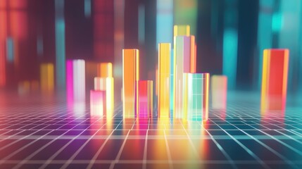 Poster - Colorful 3D Bar Graph on Digital Background