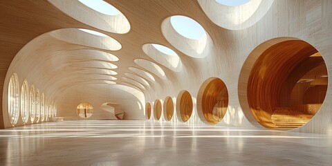 Poster - Modern Interior Design with Circular Windows and Arches