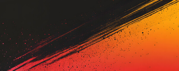 Wall Mural - abstract dynamic orange and black background. grunge background with texture of particles and spots.