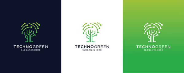 Circuit Tree Tech Vertor logo design template. Innovative dot digital technology concept business icon