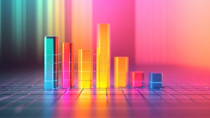 Poster - Colorful Bar Graph on Radiant Background