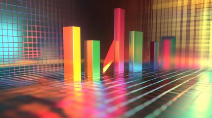 Poster - Vibrant 3D Bar Graphs with Light Reflections
