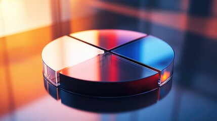 Poster - Modern Glass Pie Chart on Reflective Surface