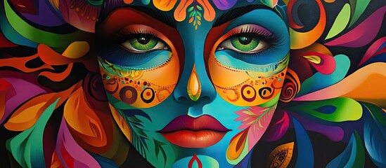  Vibrant Abstract Portrait with Floral Motifs