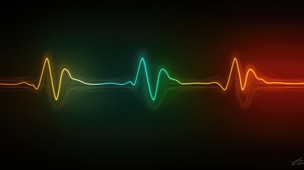 Poster - colorful heartbeat waveform on dark background