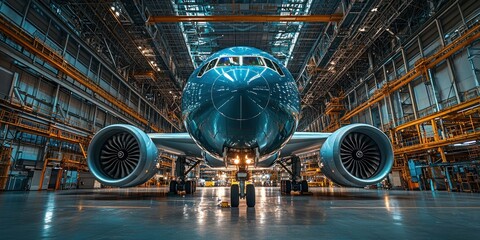 Poster - Airplane In A Hangar With Its Landing Gear Down