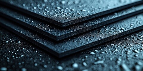 Aufkleber - Stack of Black Surfaces with Water Droplets