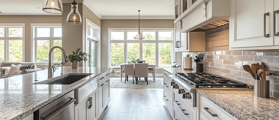 Sleek and modern kitchen interior featuring a stainless steel sink and designer faucet, set in a minimalist design with clean lines and neutral hues