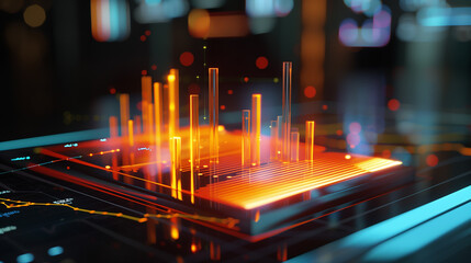 Poster - business audit data visualization through augmented reality hologram display of data statistics