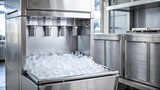 Close up shot of a modern ice making machine in operation, ice, machine, appliance, cold, equipment