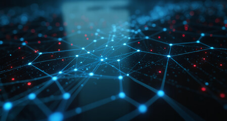 Poster - a computer screen displaying a complex network of dots and lines, representing the intricate web of 