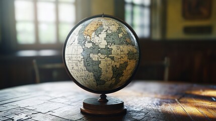 Wall Mural - Vintage Globe on Wooden Table
