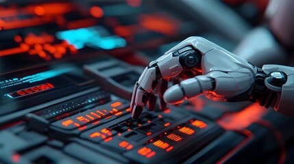 Poster - robotic assistant meticulously repairing a car s engine using advanced holographic diagnostic tools 