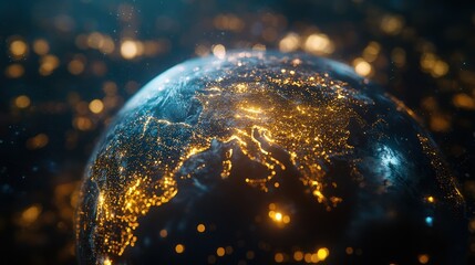 Wall Mural - Earth at Night with City Lights