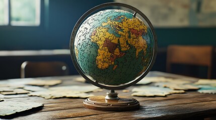 Wall Mural - Vintage Globe on a Wooden Table