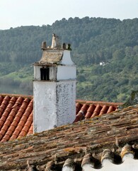 Roof with traditional chimney in the Alentejo region in Portugal 