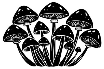 mushrooms bunch silhouette vector illustration