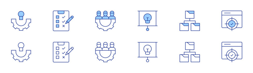 Poster - Project icon set in two styles, Duotone and Thin Line style. Editable stroke. idea, check list, productivity, use case, target