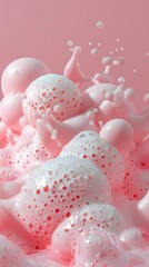 Wall Mural - abstract pink and white bubbles: a surreal liquid splash