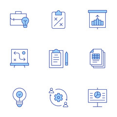 Poster - Project icons set. Line Duotone style, editable stroke. strategy, outsourcing, idea, business idea, presentation, project, projection, research