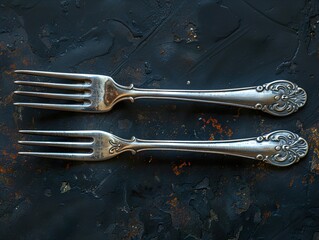 Sticker - Vintage Silver Forks on a Rustic Background